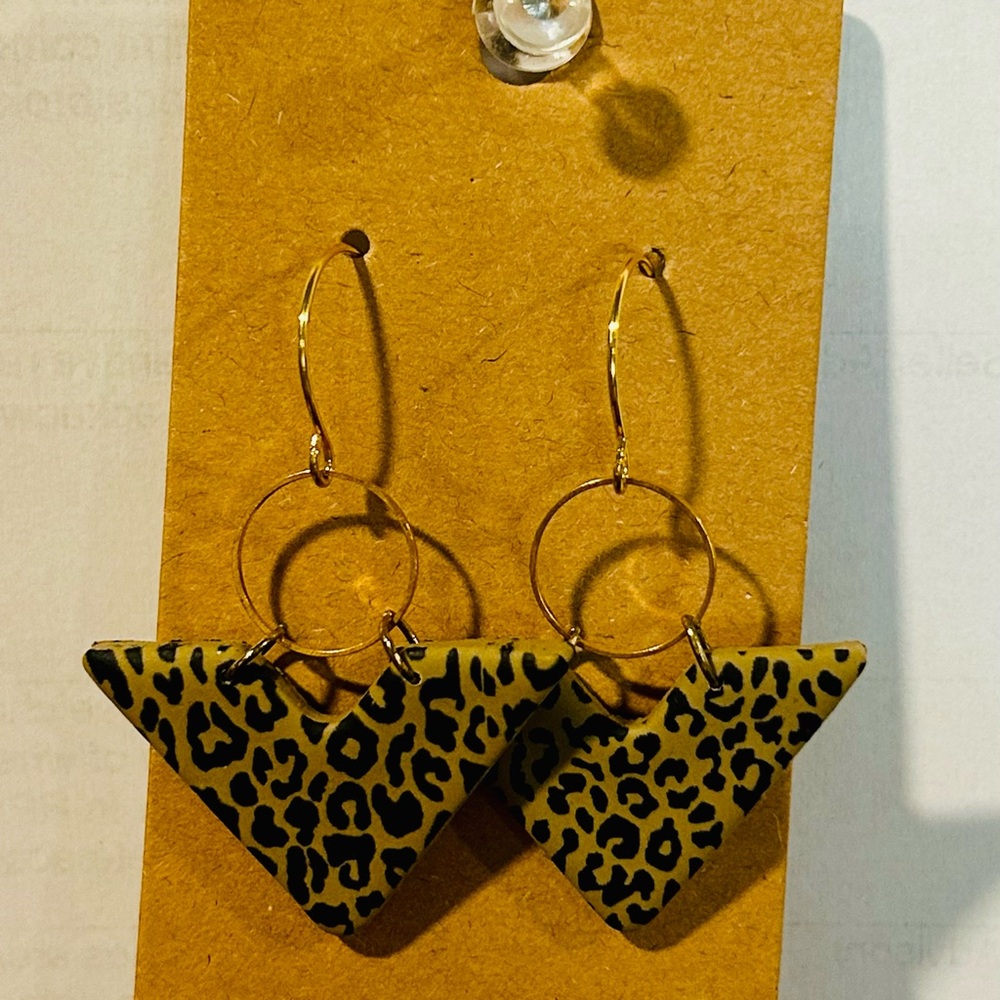 Leopard Print Gold Hoop Earrings